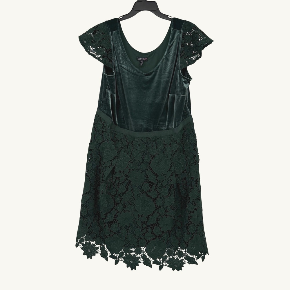 NWT Isaac Mizrahi Live Special Edition Green Velvet Lace Dress US 20W Plus Size - Picture 1 of 6